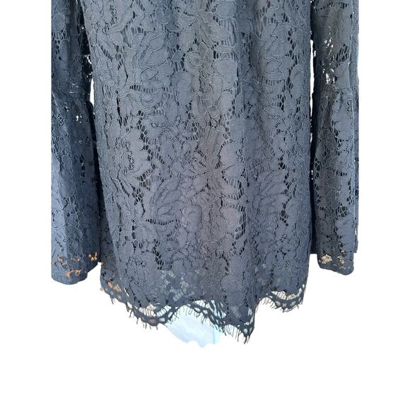 NWT Chaser Womens Black‎ Floral Lace Off Shoulder Bell Sleeve Top Size Medium - Picture 6 of 14